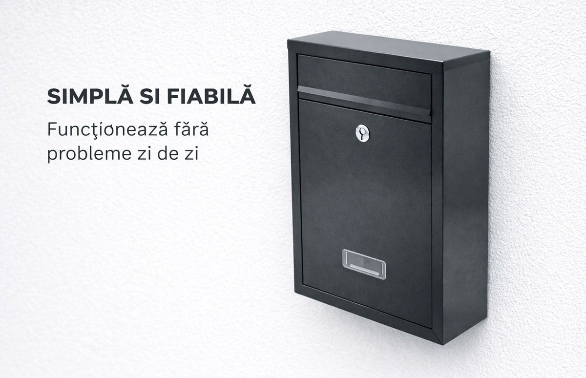 Cutie postala otel zincat, 320x220x100, Negru — imaginea 3