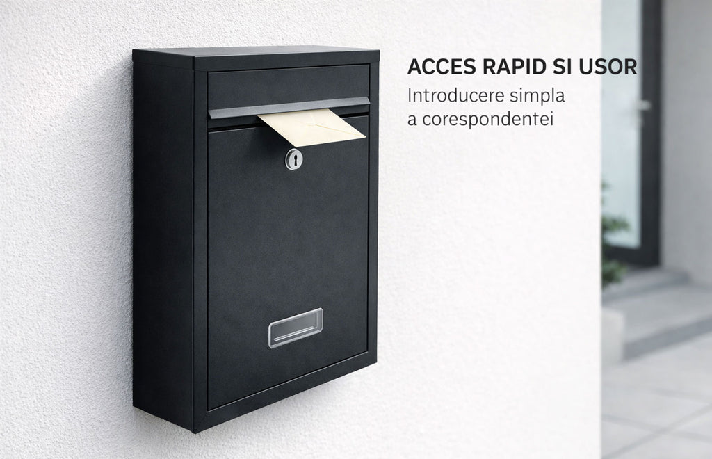 Cutie postala otel zincat, 320x220x100, Negru — imaginea 6