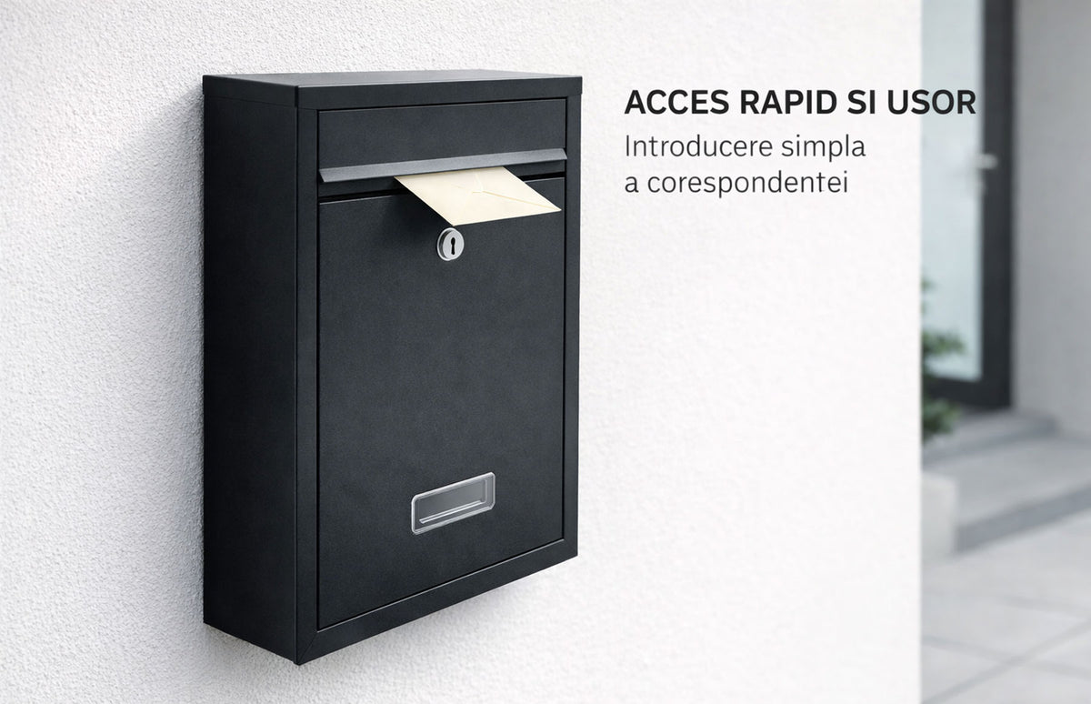 Cutie postala otel zincat, 320x220x100, Negru — imaginea 6