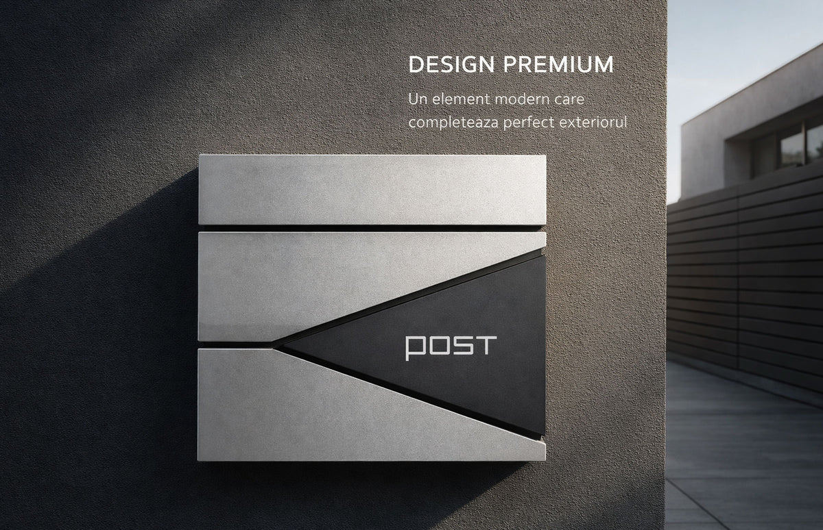Cutie postala otel zincat, Design Modern, Gri antracit, Argintiu si Negru — imaginea 6