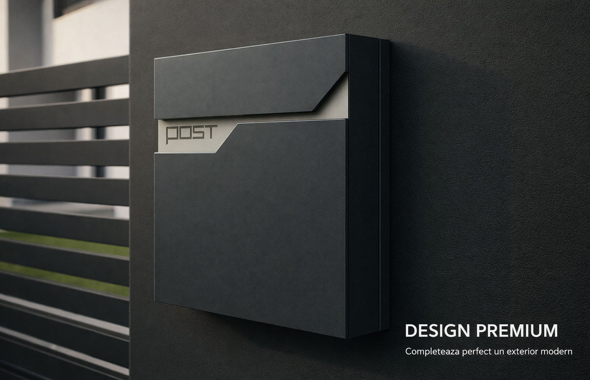 Cutie postala otel zincat, Design Modern, Gri antracit si Argintiu — imaginea 6