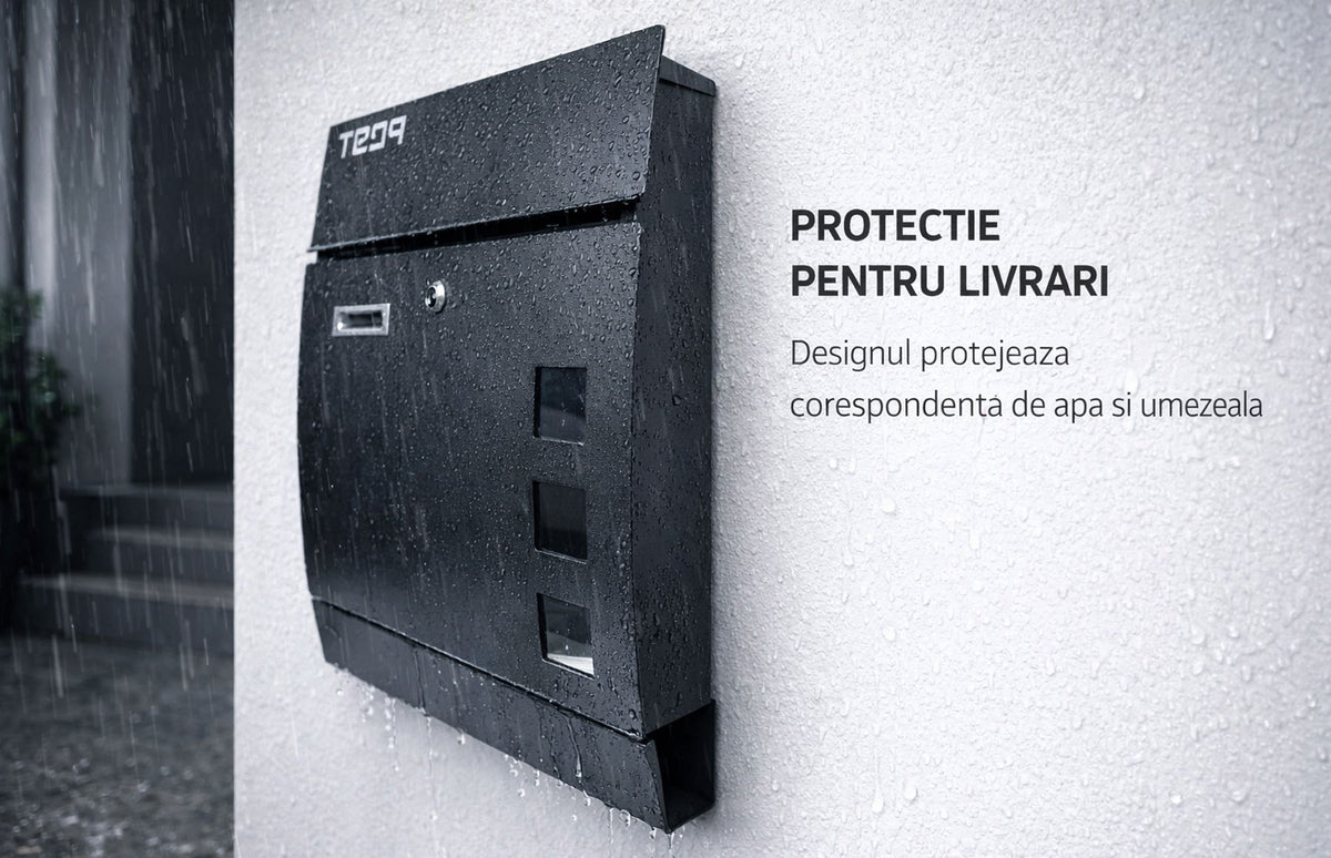 Cutie postala otel zincat, Design Modern, Negru — imaginea 4