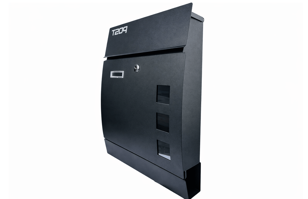 Cutie postala otel zincat, Design Modern, Negru — imaginea 1
