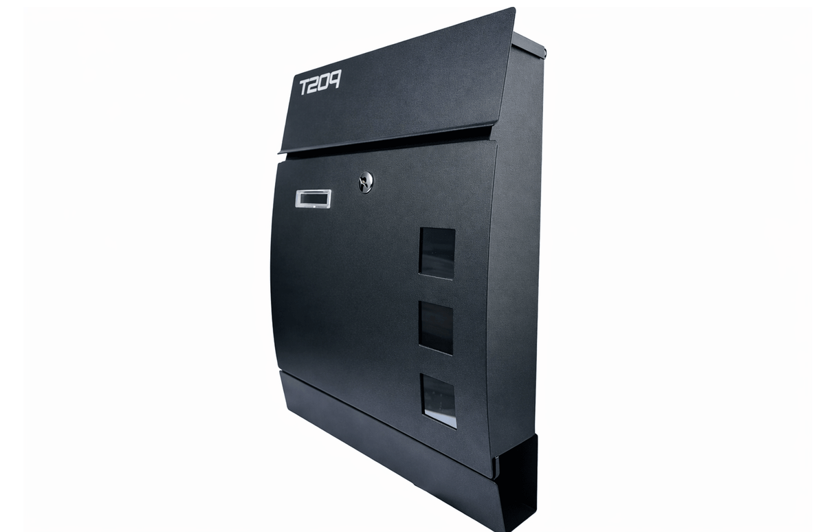 Cutie postala otel zincat, Design Modern, Negru — imaginea 1