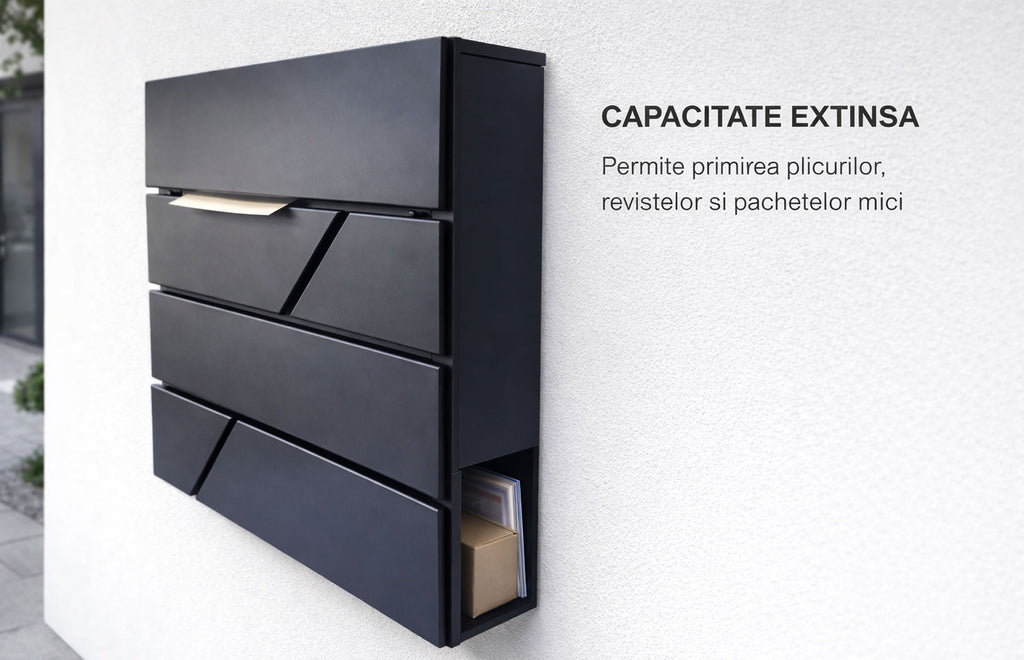 Cutie postala otel zincat, Design Modern, Negru — imaginea 6