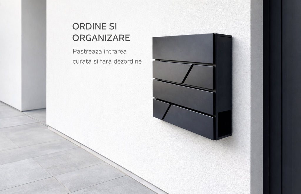 Cutie postala otel zincat, Design Modern, Negru — imaginea 8