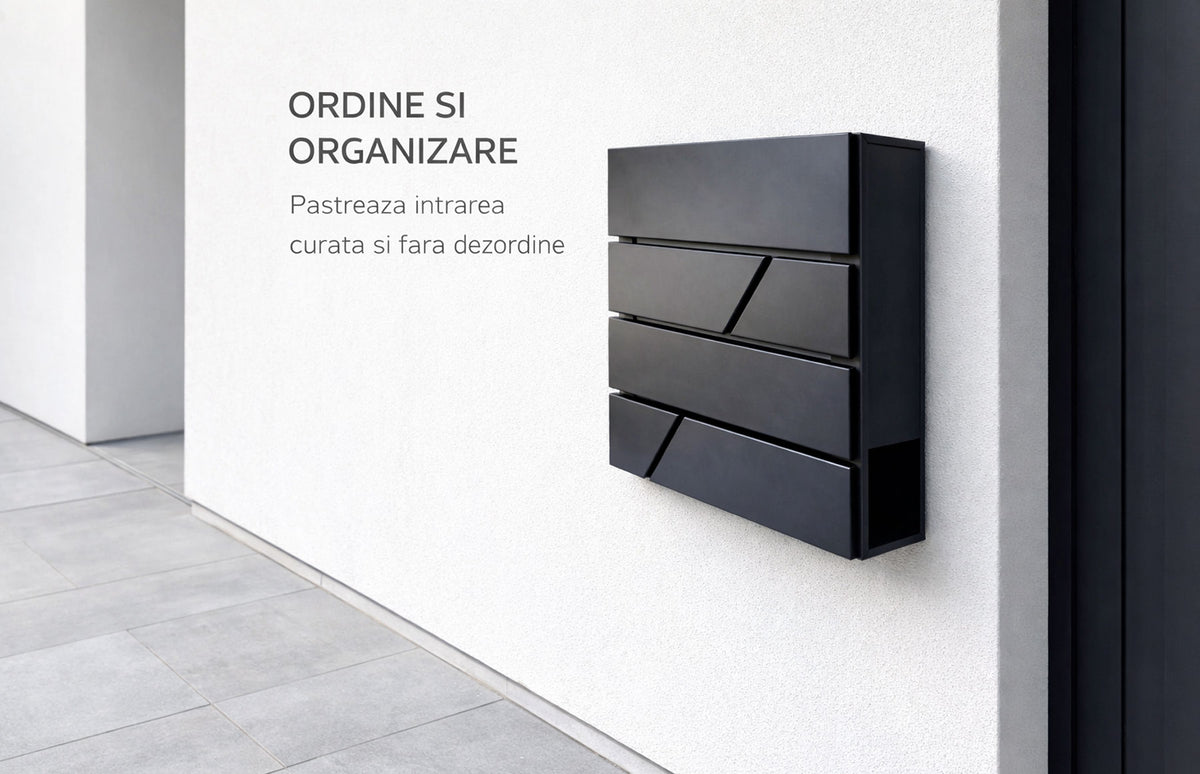 Cutie postala otel zincat, Design Modern, Negru — imaginea 8