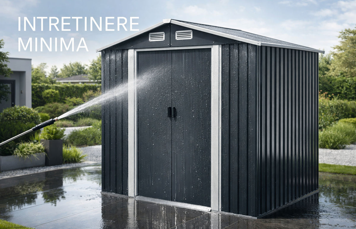 Magazie tip casuta depozitare gradina EasyBox 4m2, casuta depozitare unelte, Basic, Otel zincat — imaginea 3