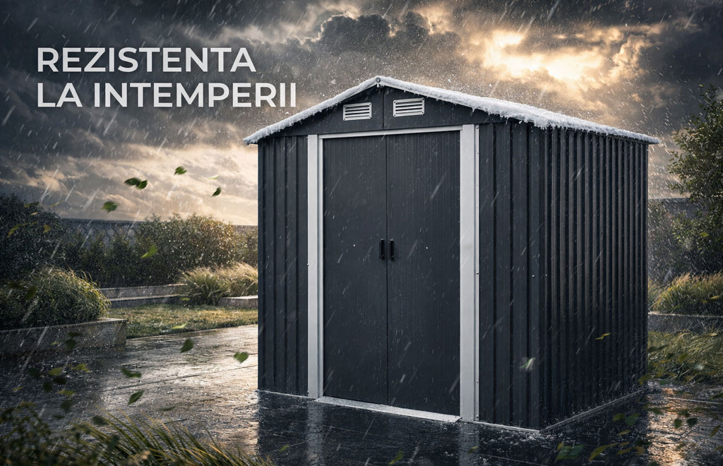 Magazie tip casuta depozitare gradina EasyBox 4m2, casuta depozitare unelte, Basic, Otel zincat — imaginea 7