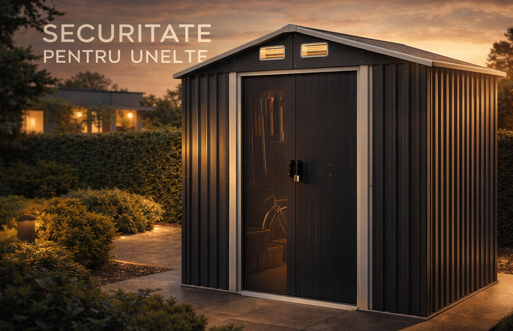 Magazie tip casuta depozitare gradina EasyBox 4m2, casuta depozitare unelte, Basic, Otel zincat — imaginea 10