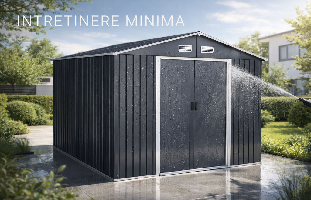 Magazie tip casuta depozitare gradina EasyBox Large 9m2, casuta depozitare unelte, Basic, Otel zincat — imaginea 9