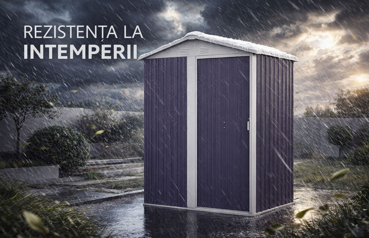 Magazie tip casuta depozitare gradina EasyBox Small 2m2, casuta depozitare unelte, Basic, Otel zincat — imaginea 3