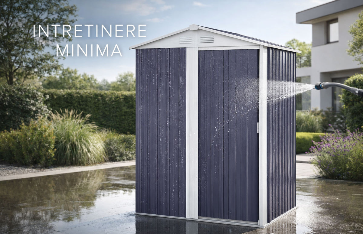 Magazie tip casuta depozitare gradina EasyBox Small 2m2, casuta depozitare unelte, Basic, Otel zincat — imaginea 7