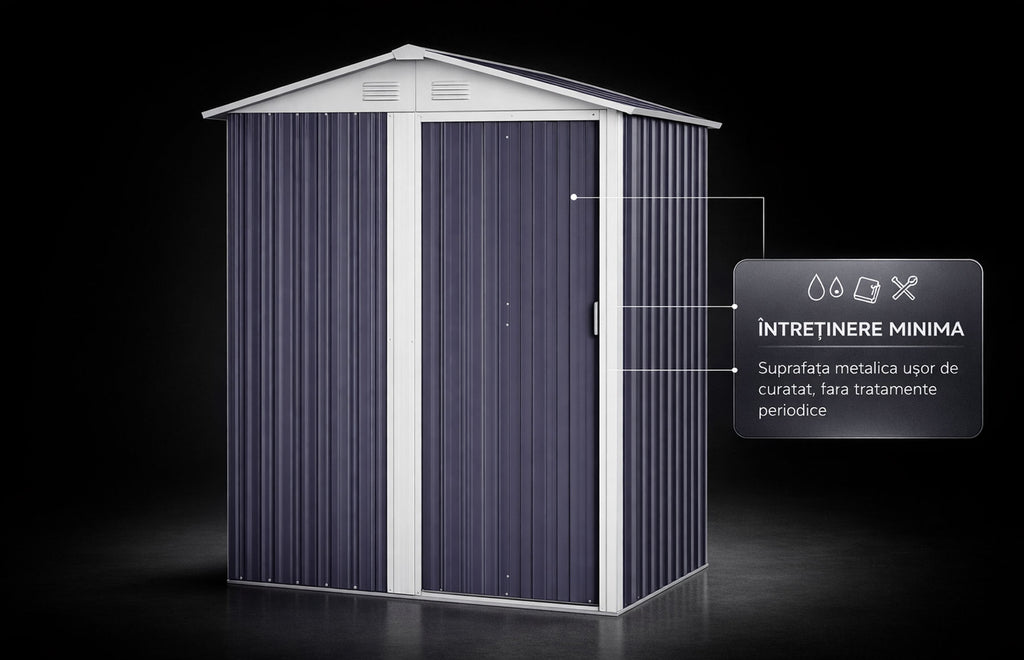 Magazie tip casuta depozitare gradina EasyBox Small 2m2, casuta depozitare unelte, Basic, Otel zincat — imaginea 9