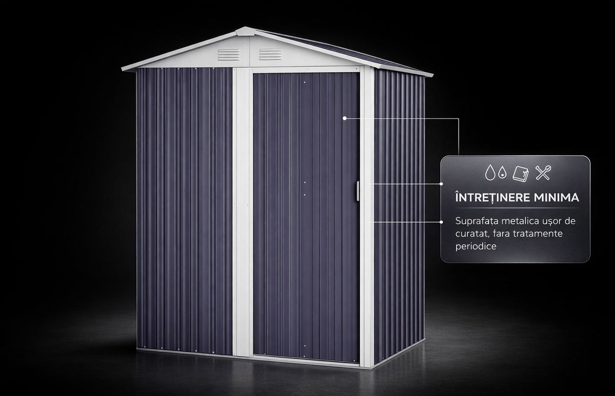 Magazie tip casuta depozitare gradina EasyBox Small 2m2, casuta depozitare unelte, Basic, Otel zincat — imaginea 9