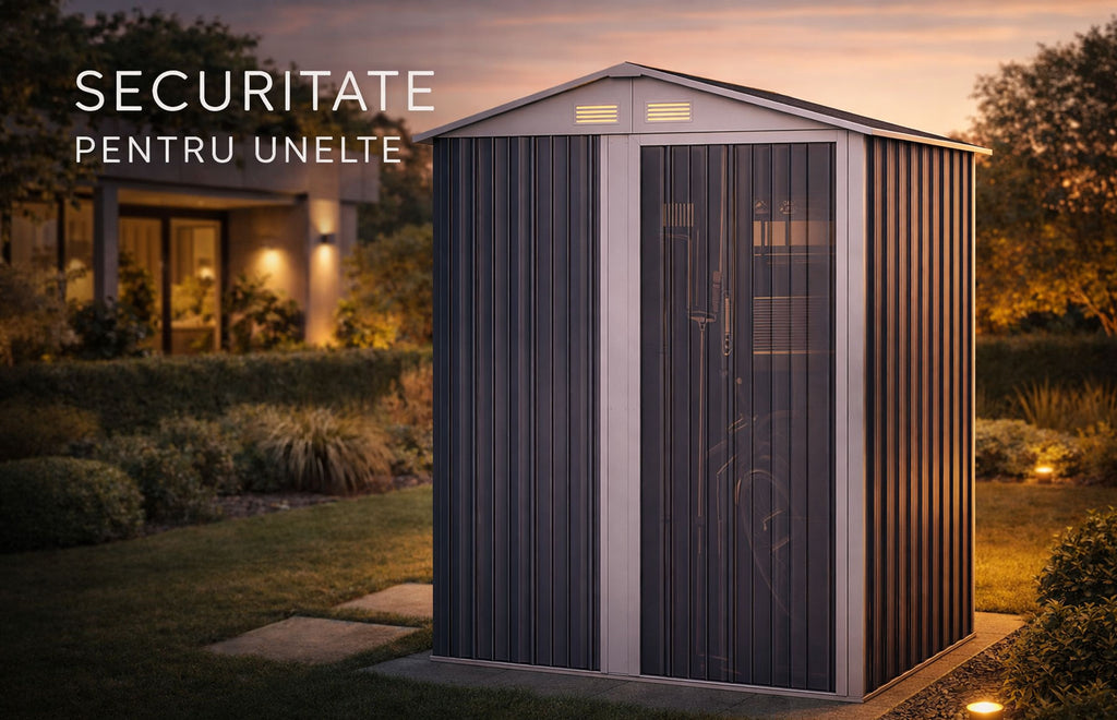 Magazie tip casuta depozitare gradina EasyBox Small 2m2, casuta depozitare unelte, Basic, Otel zincat — imaginea 10