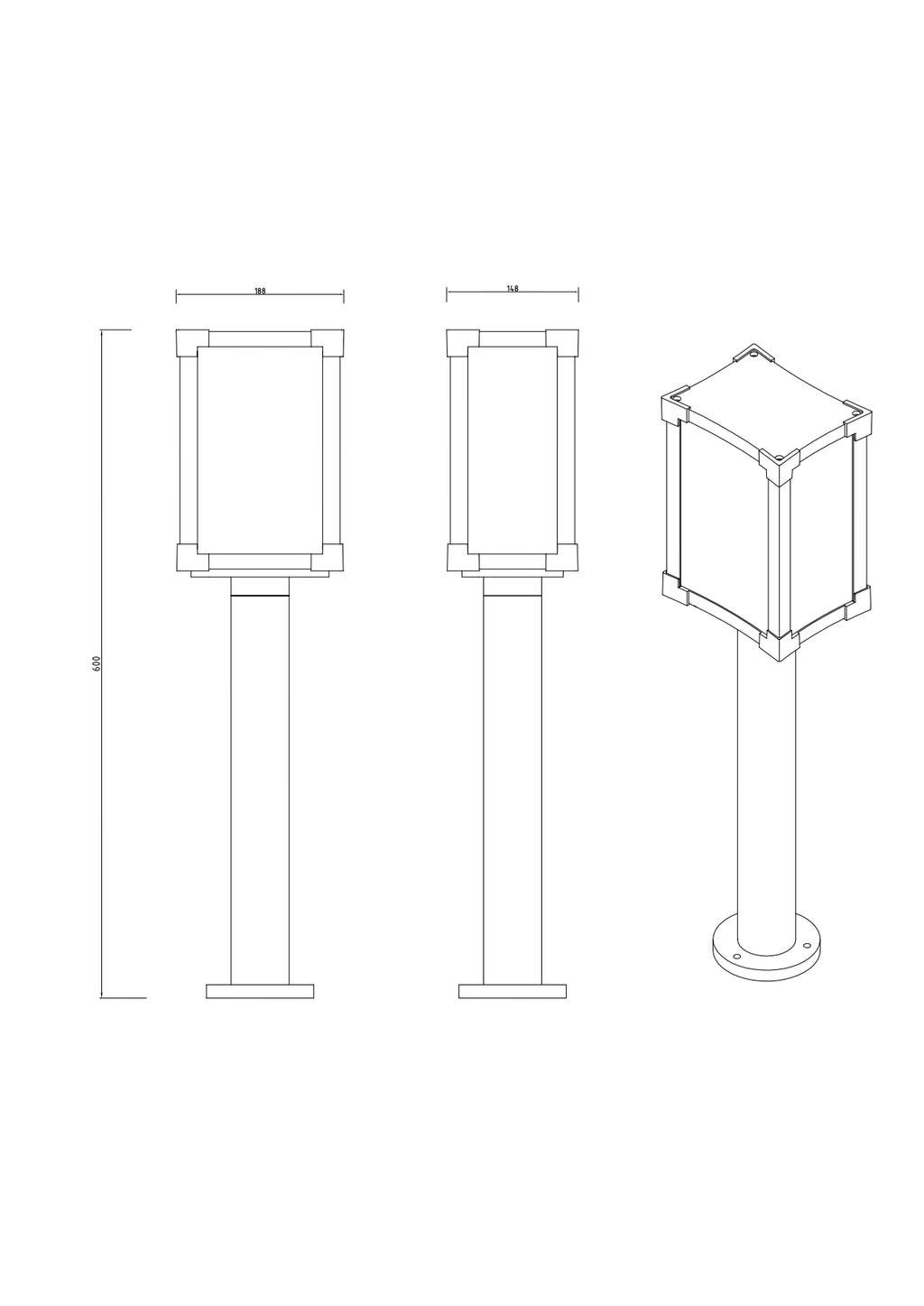 Stalp iluminat exterior AXIS, 1xE27,  aluminiu — imaginea 3
