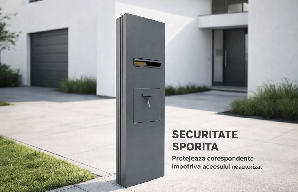 Stalp aluminiu Deluxe, cutie primire colete si primire cutie postala integrata, 600x250mm, 2000mm inaltime — imaginea 10