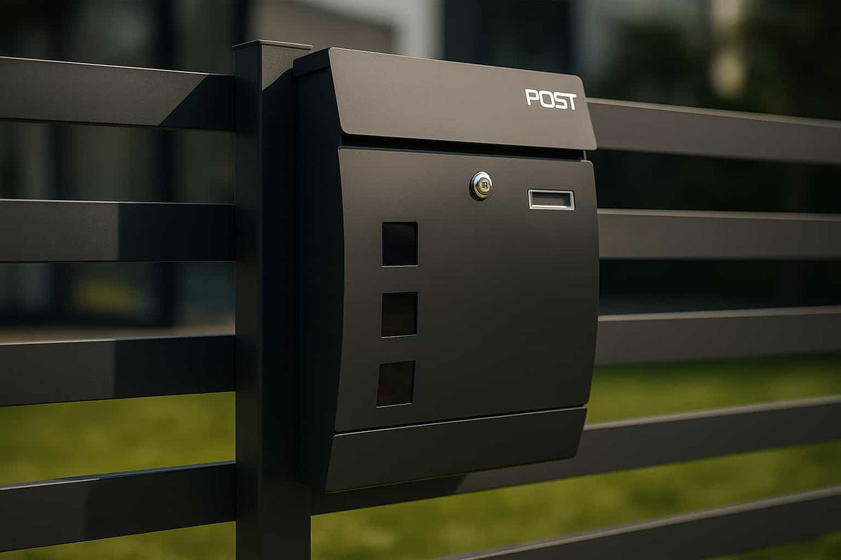 Cutie postala otel zincat, Design Modern, Negru — imaginea 2