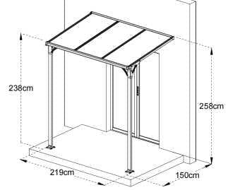 Copertina tip pergola pavilion din aluminiu STRONG, Dimensiune  1500 x 2190mm, Culoare policarbonat: Transparent — imaginea 3