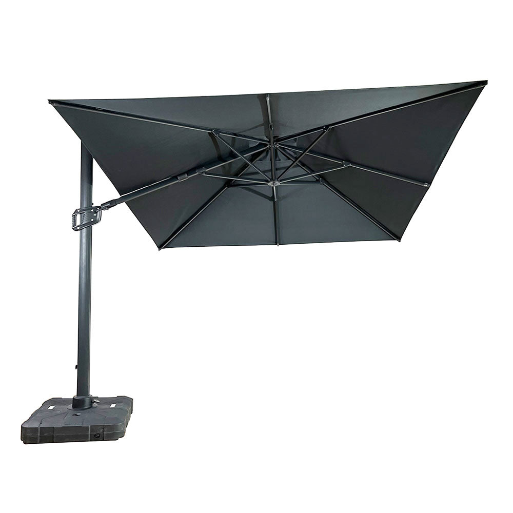 Umbrela de soare 3x3m pentru terasa si gradina, aluminiu, pliabila, culoare gri antracit, include suport de plastic — imaginea 1