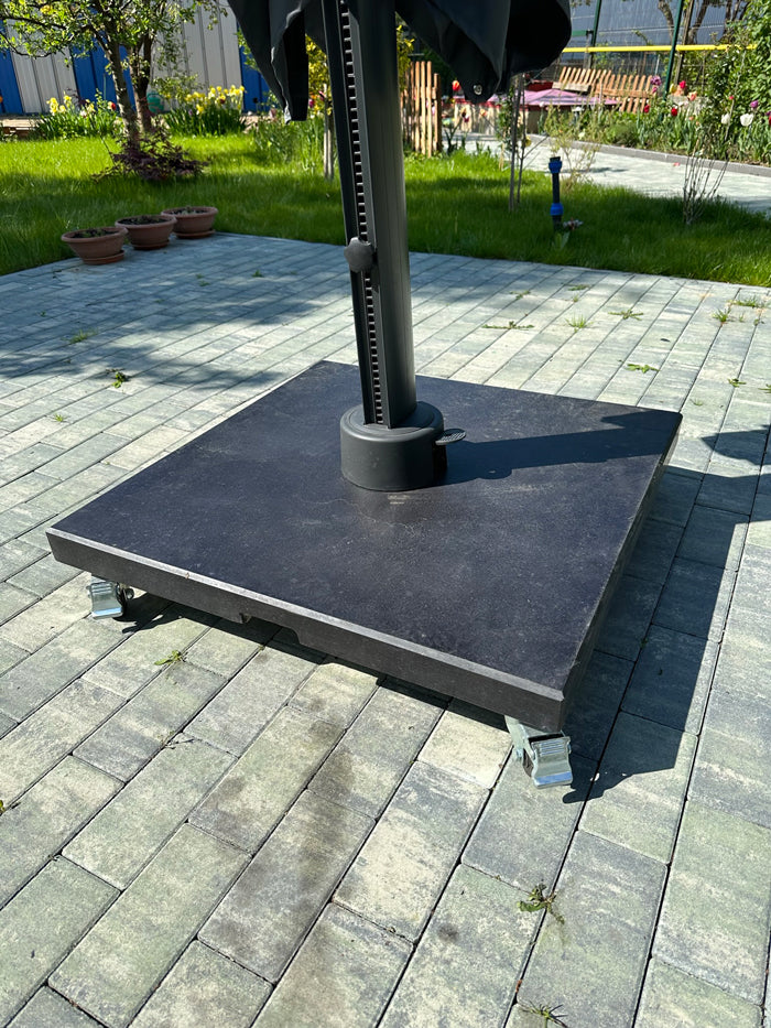 Umbrela de soare 3x3m pentru terasa si gradina, aluminiu, pliabila,cu LED culoare gri antracit, include suport granit — imaginea 12