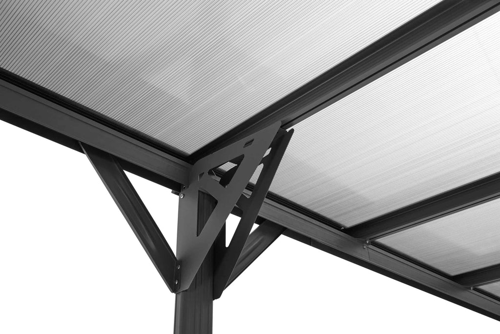 Copertina auto ALFA din aluminiu cu policarbonat, carport, 3050 x 5030 mm, Gri antracit RAL 7016 — imaginea 7