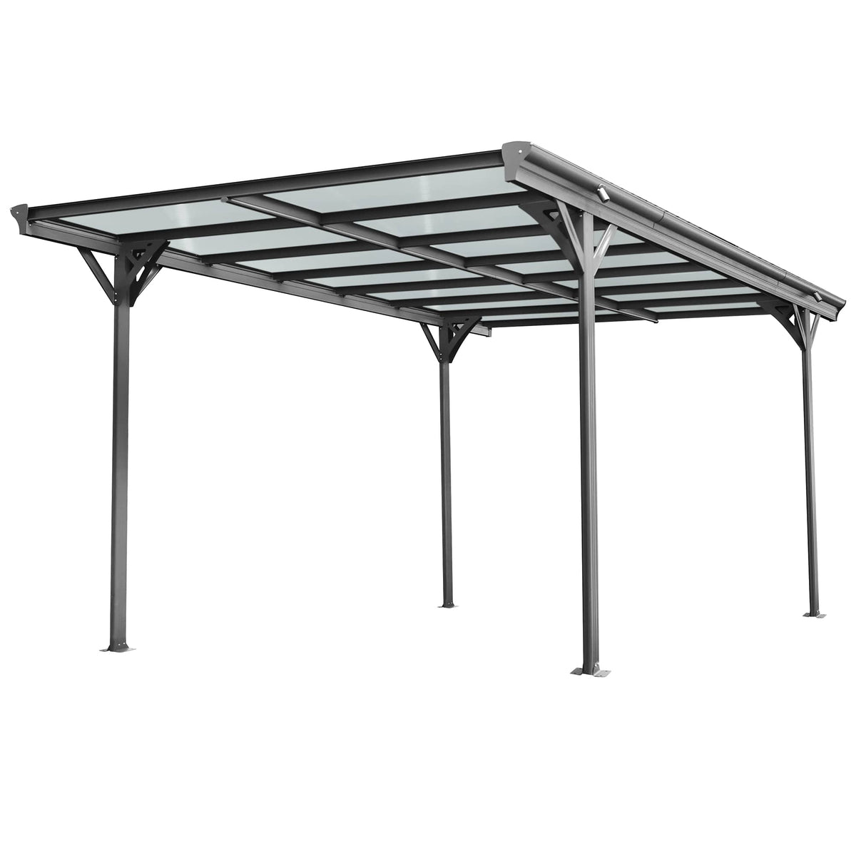 Copertina auto ALFA din aluminiu cu policarbonat, carport, 3050 x 5030 mm, Gri antracit RAL 7016 — imaginea 4