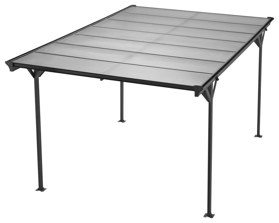 Copertina auto ALFA din aluminiu cu policarbonat, carport, 3050 x 5030 mm, Gri antracit RAL 7016 — imaginea 8