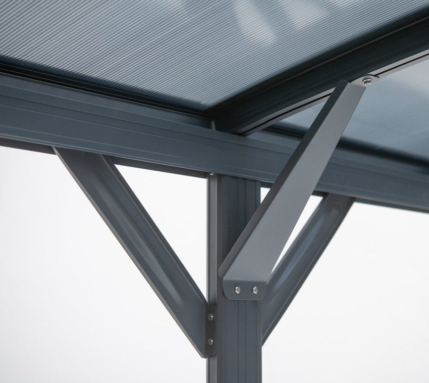 Copertina auto OMEGA din aluminiu cu policarbonat, carport, 3000 x 5050 mm, Gri antracit RAL 7016 — imaginea 5