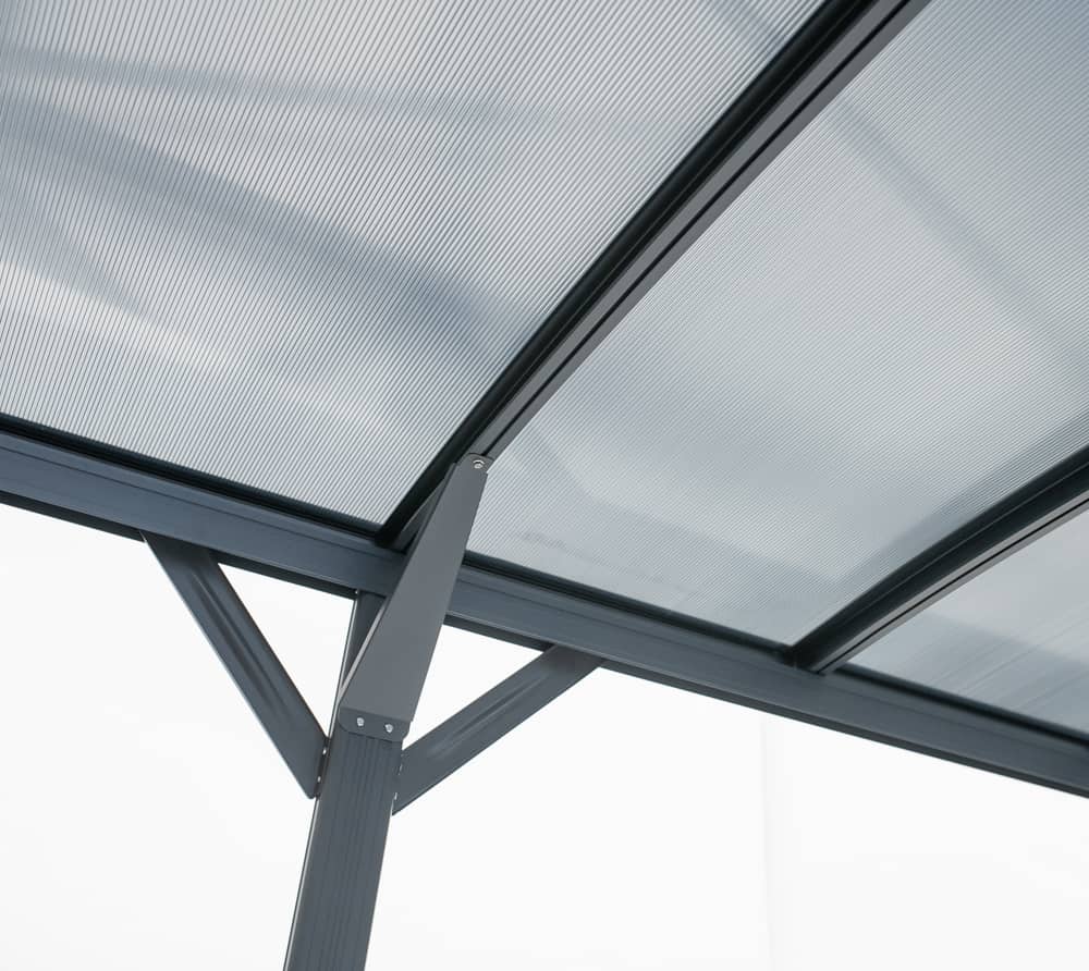Copertina auto OMEGA din aluminiu cu policarbonat, carport, 3000 x 5050 mm, Gri antracit RAL 7016 — imaginea 8