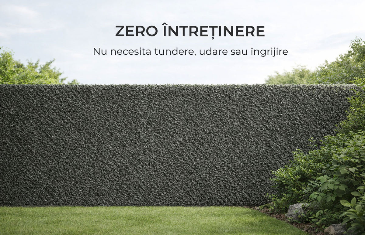 Plasa gard viu artificial, imitatie Gard Viu, plasa paravan Gri, 1.7x10metri, Virtuoso — imaginea 8