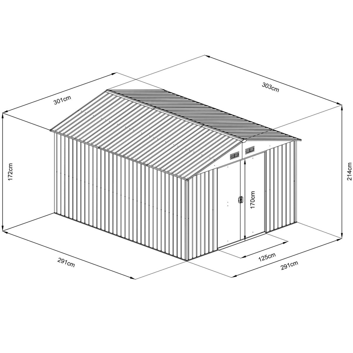 Magazie tip casuta depozitare gradina EasyBox Large 9m2, casuta depozitare unelte, Basic, Otel zincat — imaginea 13