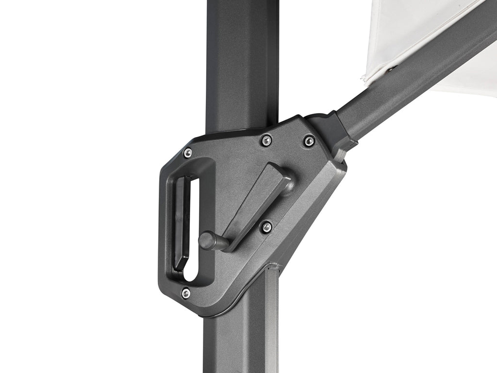 Umbrela de soare 3x3m pentru terasa si gradina, aluminiu, pliabila,cu iluminare LED, culoare kaki, include suport de plastic — imaginea 5