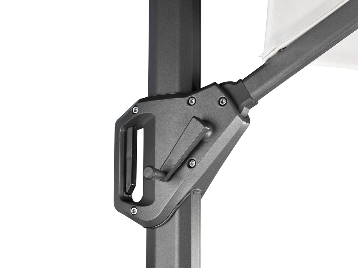 Umbrela de soare 3x3m pentru terasa si gradina, aluminiu, pliabila,cu iluminare LED, culoare kaki, include suport de plastic — imaginea 5