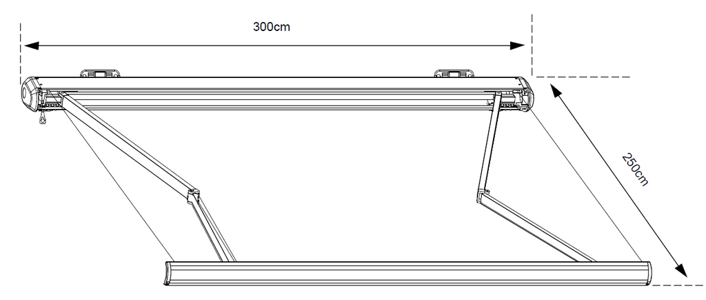 Marchiză/Copertină retractabilă PREMIUM, manuală cu braț articulat 3x2,5 m poliester dungi, aluminiu — imaginea 6