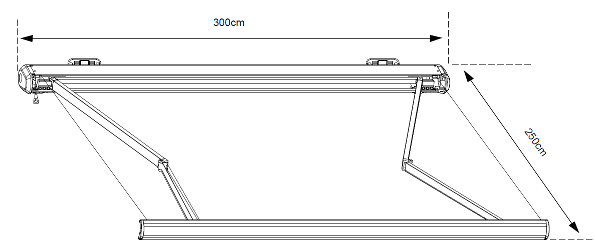 Marchiză/Copertină retractabilă PREMIUM, manuală cu braț articulat 3x2,5 m poliester dungi, aluminiu — imaginea 6