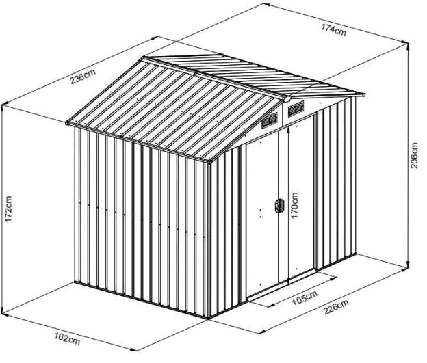 Magazie tip casuta depozitare gradina EasyBox 4m2, casuta depozitare unelte, Basic, Otel zincat — imaginea 12